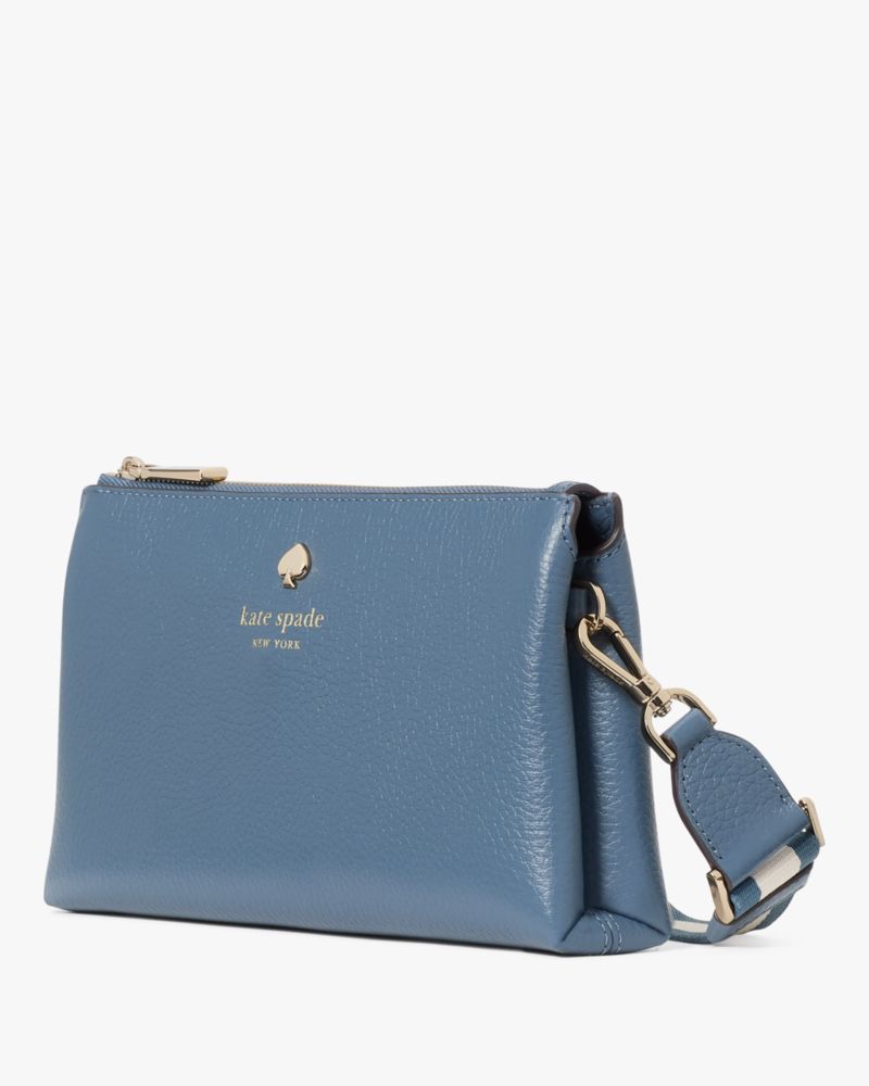Kate Spade,Emma Mini Crossbody,Leather,Crossbody,Logo,Metal,Stripe,Casual,Blue