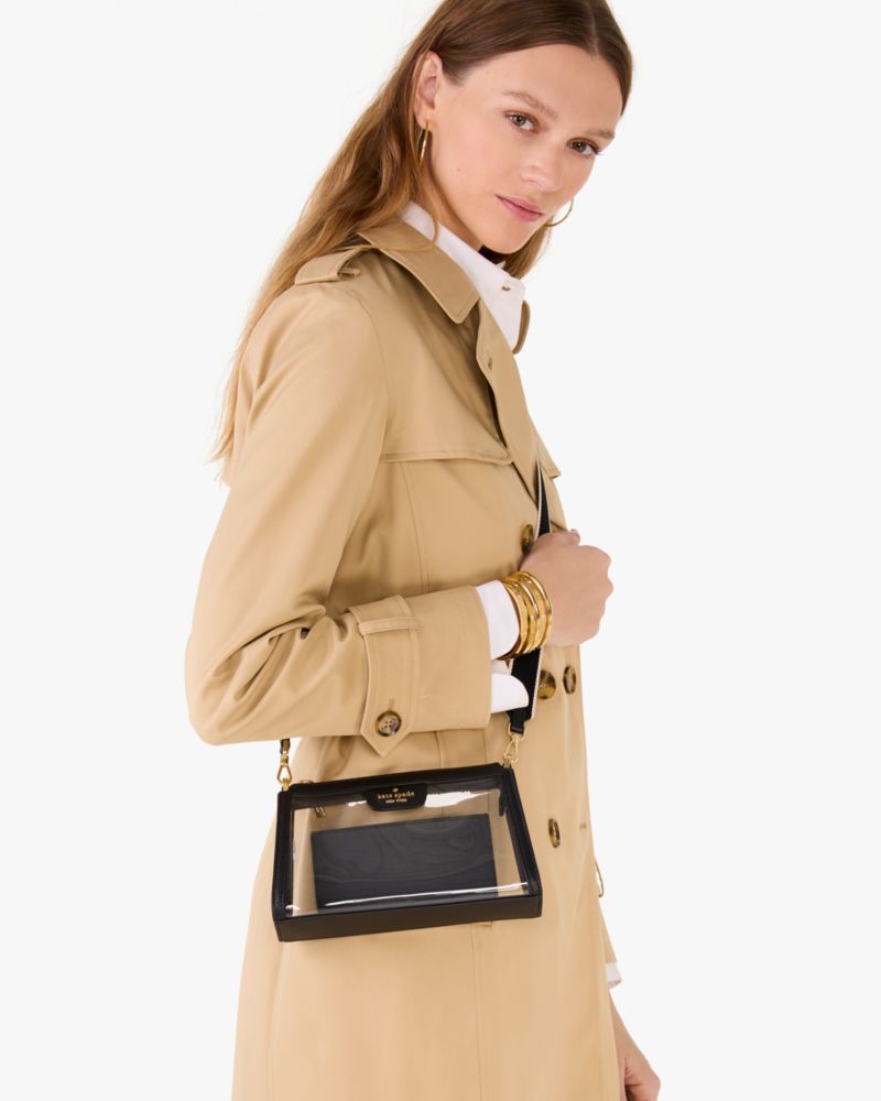 Kate Spade,Clare Clear Small Crossbody,Crossbody,Sheer,Color Block,Logo,Compact,Casual,Black