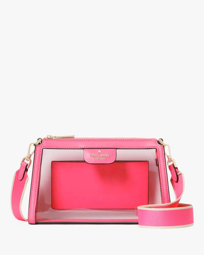 Kate Spade,Clare Clear Small Crossbody,Crossbody,Sheer,Color Block,Logo,Compact,Casual,