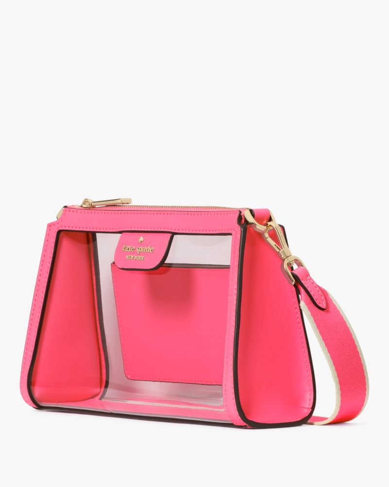 Kate Spade,Clare Clear Small Crossbody,Crossbody,Sheer,Color Block,Logo,Compact,Casual,Pink
