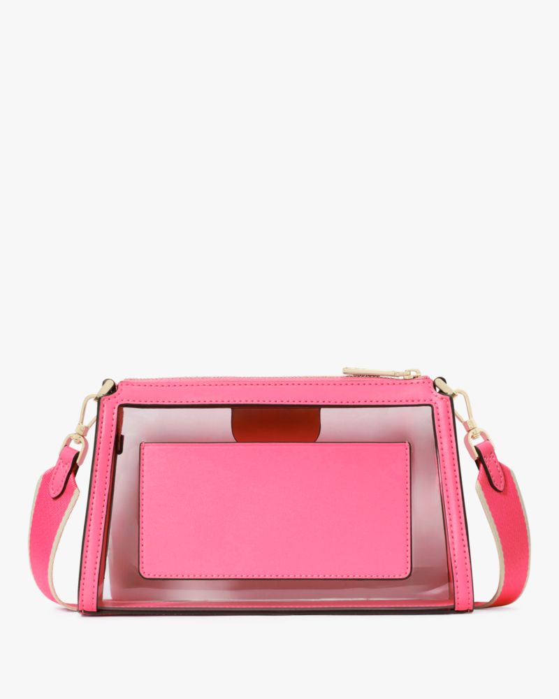 Kate Spade,Clare Clear Small Crossbody,Crossbody,Sheer,Color Block,Logo,Compact,Casual,Pink