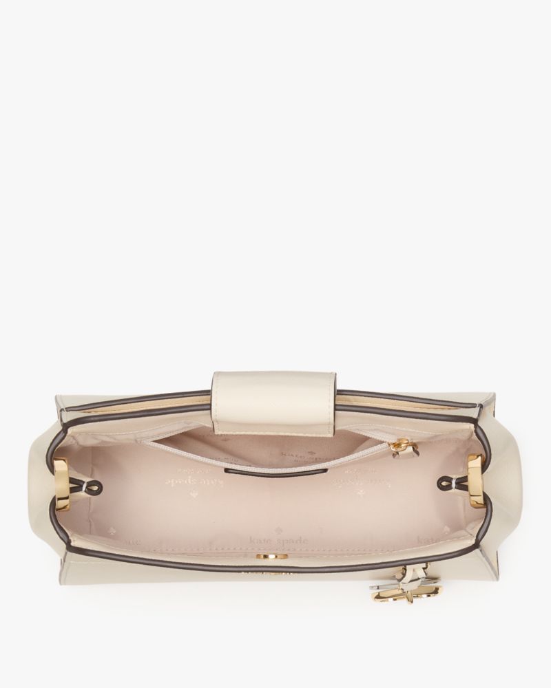 Kate Spade,Madison Small Top Handle Satchel,Leather,Satchel,Logo,Metal,Work,Casual,Cream