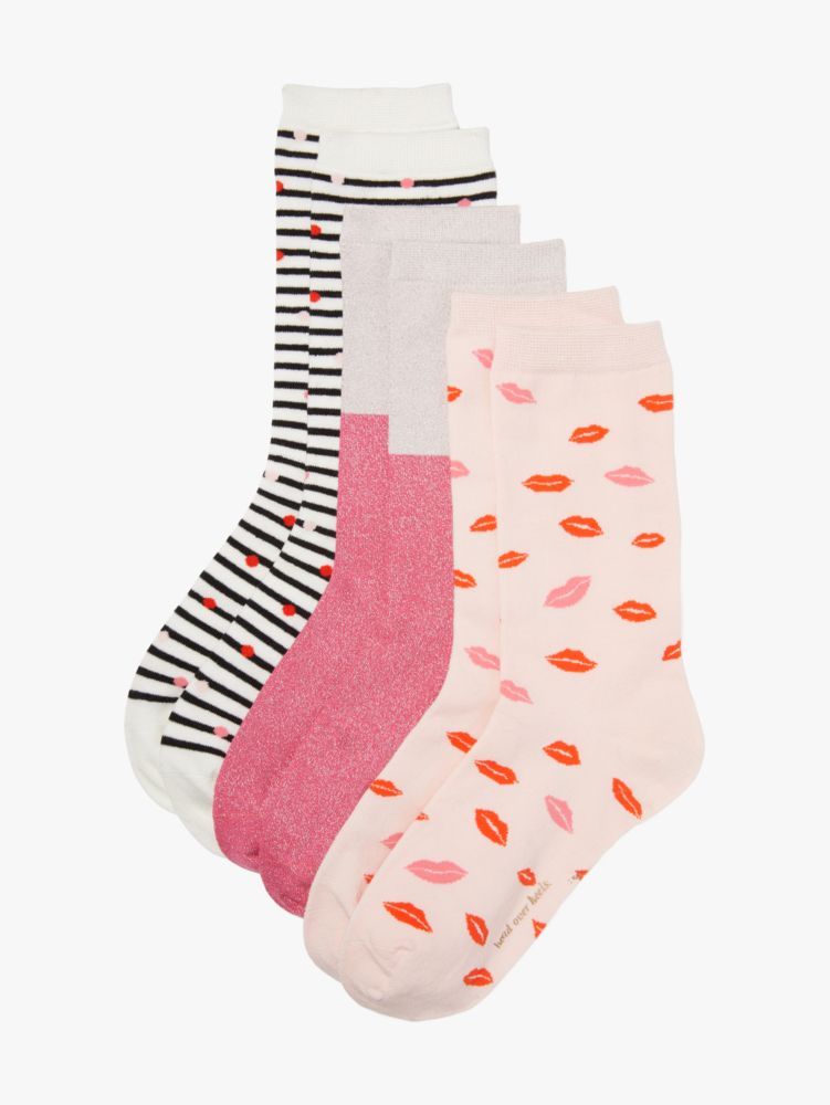 NEW Kate Spade New York Toss Heart Trouser Socks 3 Pack Womens One Size  Fits All