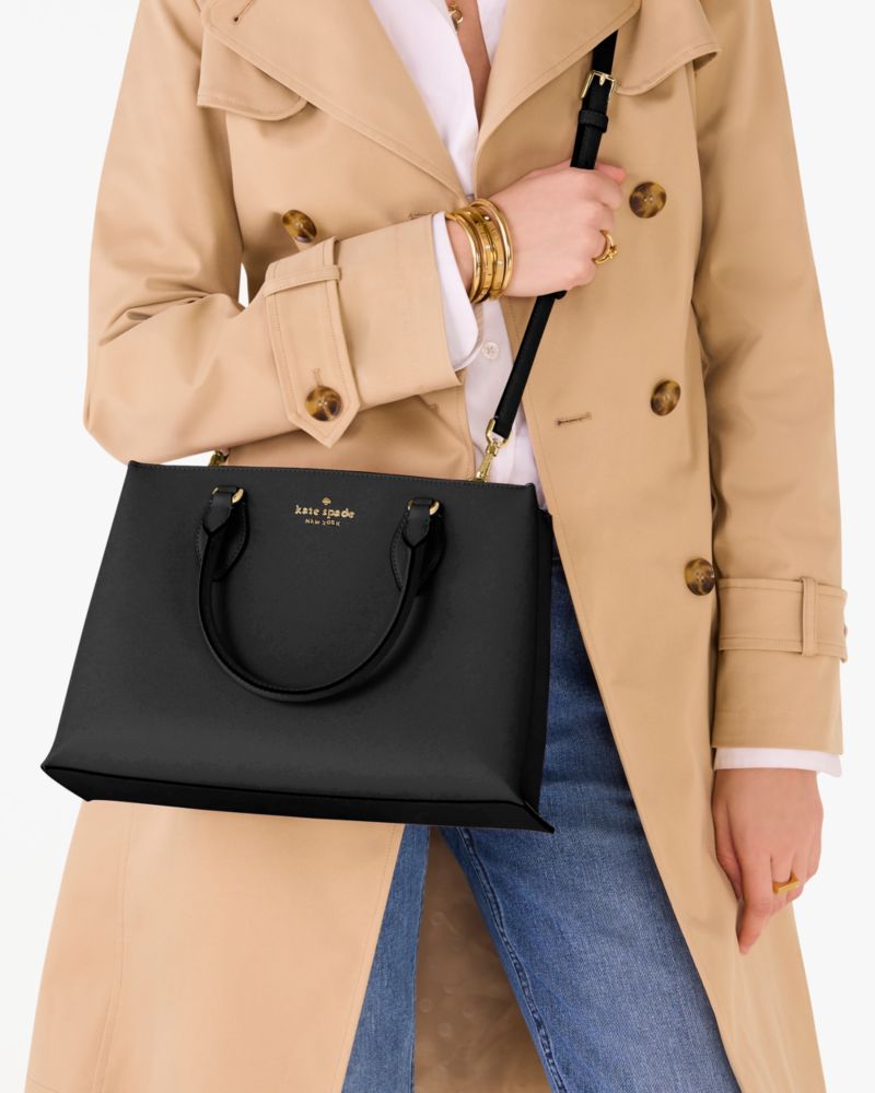 Kate Spade,Rae Medium Satchel,Satchel,Logo,Metal,Work,Casual,Black