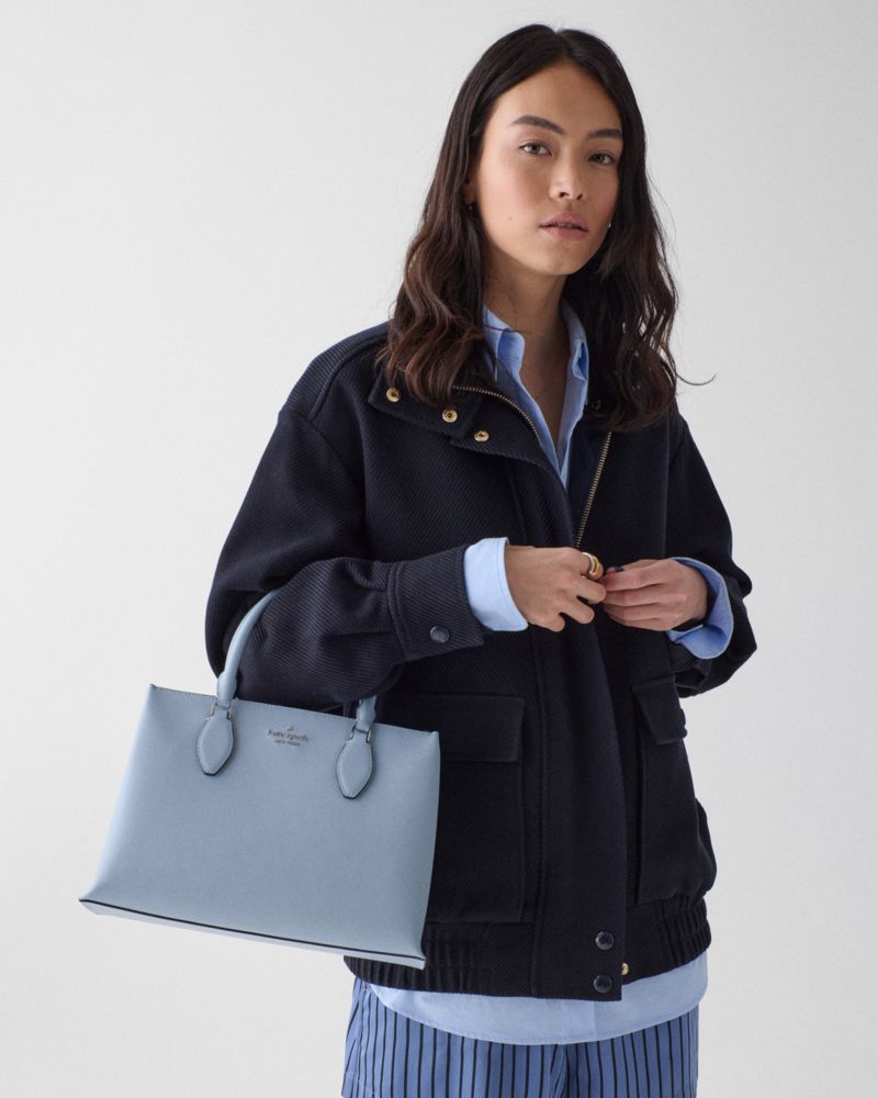 Kate Spade,Rae Medium Satchel,Satchel,Logo,Metal,Work,Casual,Blue