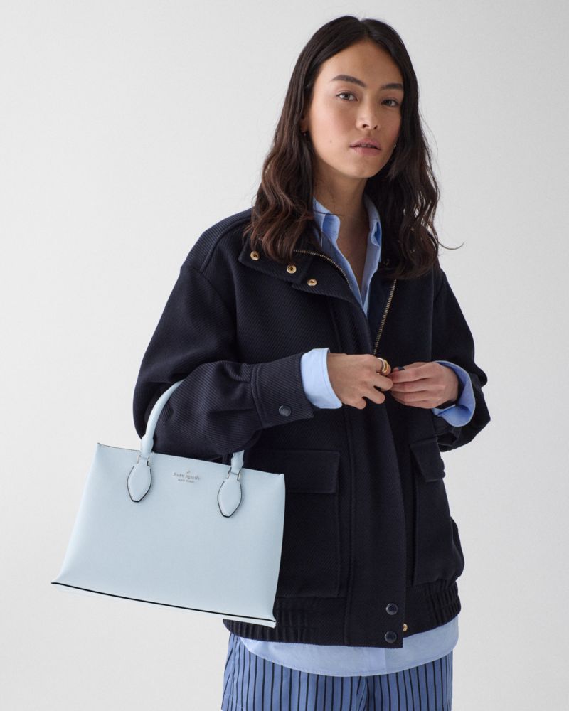 Kate Spade,Rae Medium Satchel,Satchel,Logo,Metal,Work,Casual,Blue