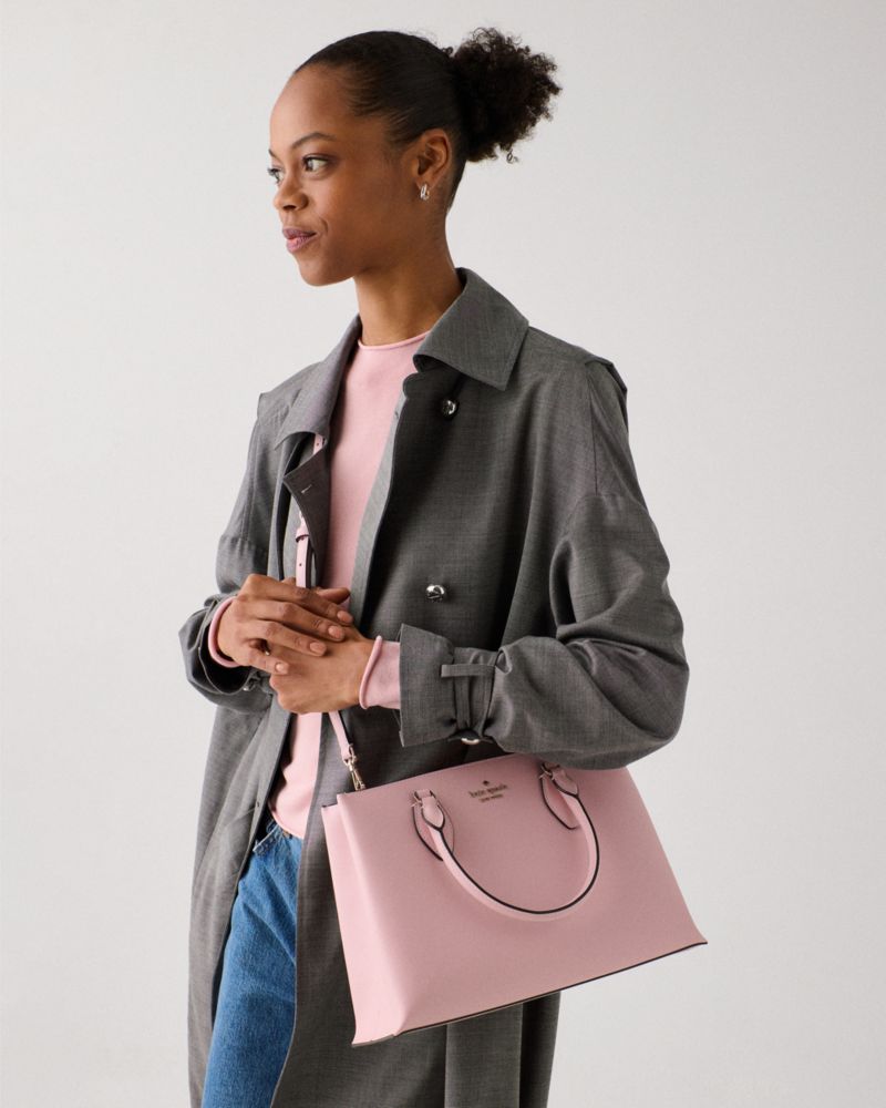 Kate Spade,Rae Medium Satchel,Satchel,Logo,Metal,Work,Casual,Pink