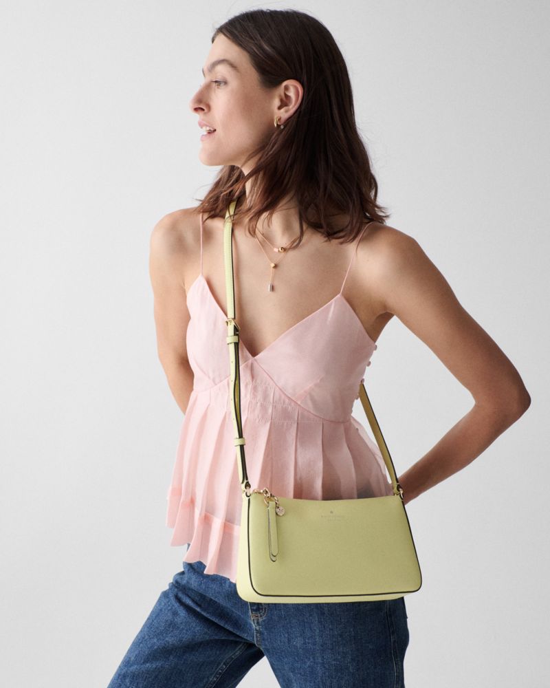 Kate Spade,Ginnie Crossbody Bag,Crossbody,Logo,Engraved Detail,Disc,Gold Metal,Casual,Green