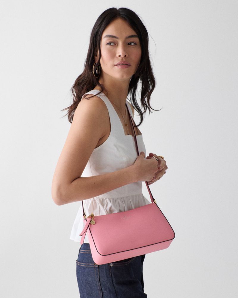 Kate Spade,Ginnie Crossbody Bag,Crossbody,Logo,Engraved Detail,Disc,Gold Metal,Casual,Pink