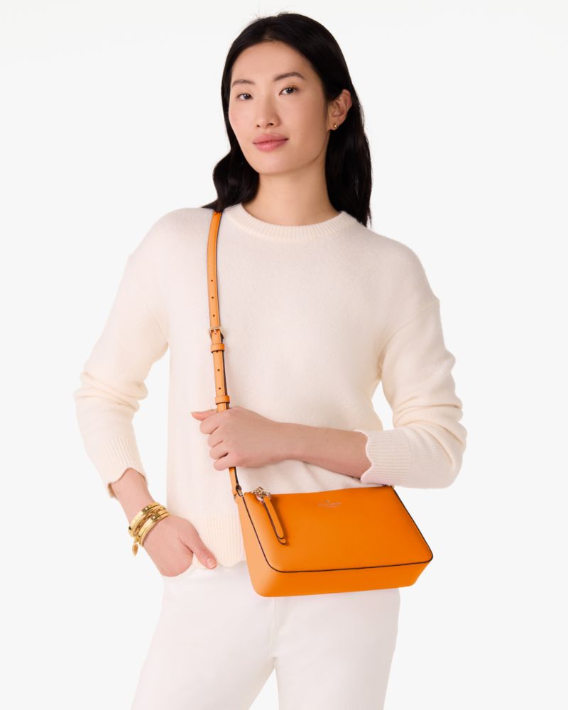 Kate Spade,Ginnie Crossbody,Crossbody,Disc,Engraved Detail,Logo,Gold Metal,Casual,Orange