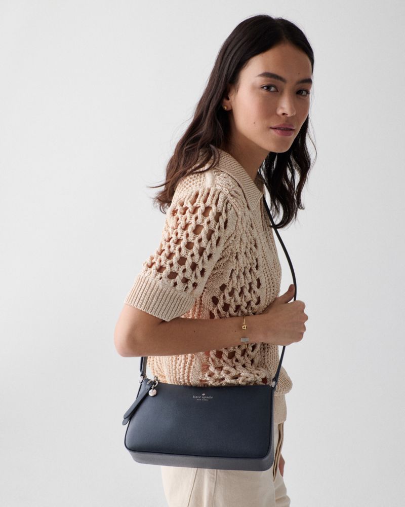 Kate Spade,Ginnie Crossbody Bag,Crossbody,Logo,Engraved Detail,Disc,Gold Metal,Casual,Navy