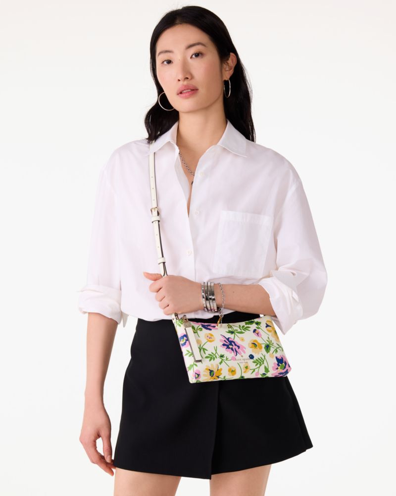 Kate Spade,Sadie Printed Small Crossbody,White