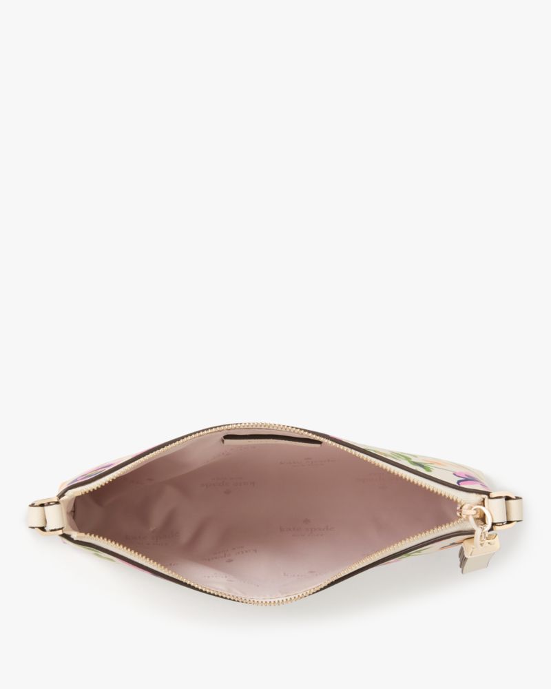 Kate Spade,Sadie Printed Small Crossbody,Leather,Crossbody,Logo,Metal,Casual,White