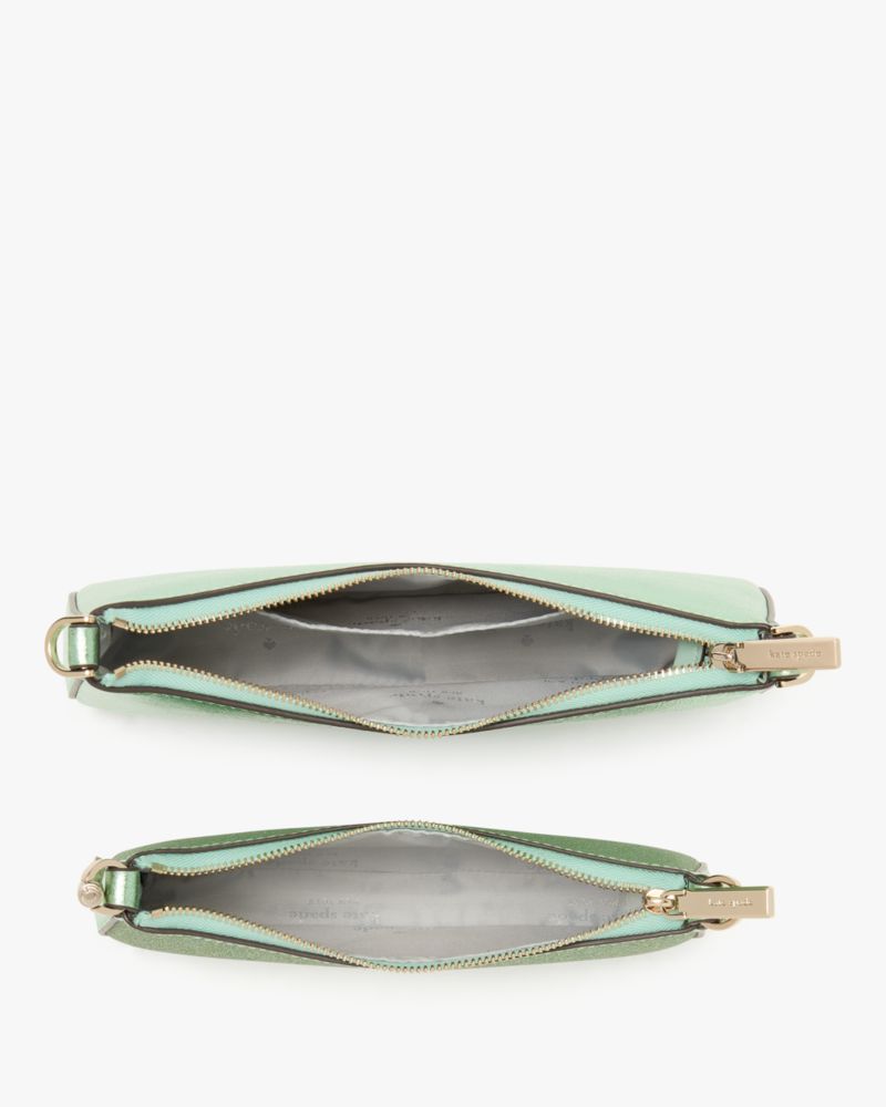 Kate Spade,Duet Glitter Crossbody Duo,Pouch,Crossbody,PVC,Metal Material,Logo,Metal,Glitter,Gold Metal,Casual,Green
