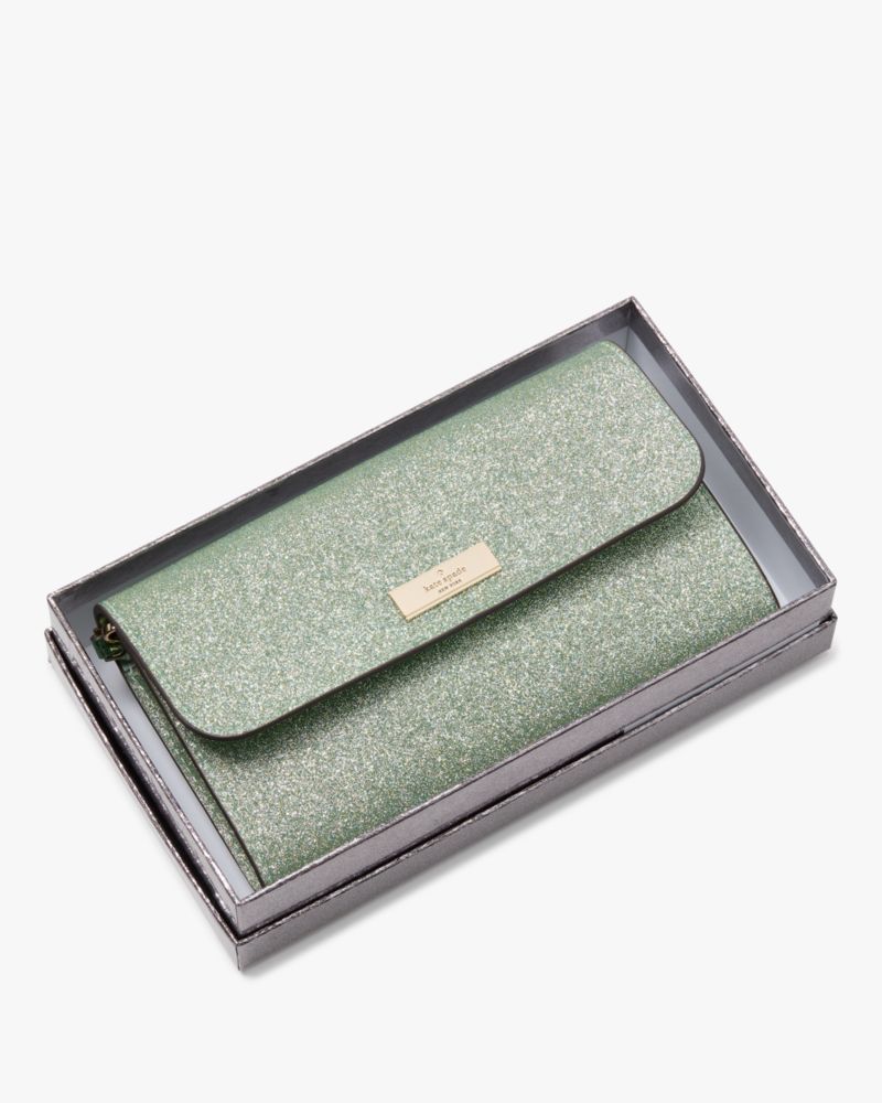 Kate Spade,Kenzie Boxed Glitter Medium Flap Wristlet,