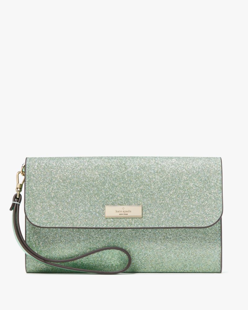 Kate Spade,Kenzie Boxed Glitter Medium Flap Wristlet,