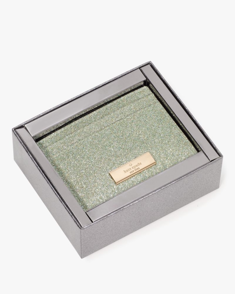 Kate Spade,Kenzie Boxed Glitter Small Cardholder,Gray