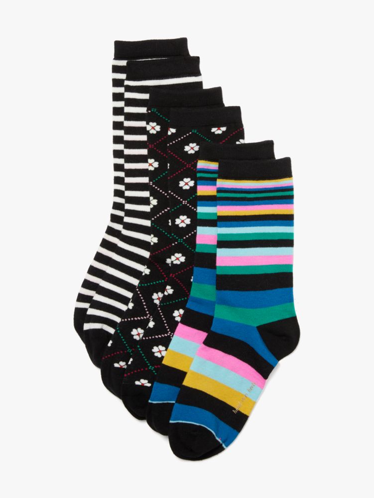 Kate Spade,Enchanted Stripe 3-pack Crew Socks,