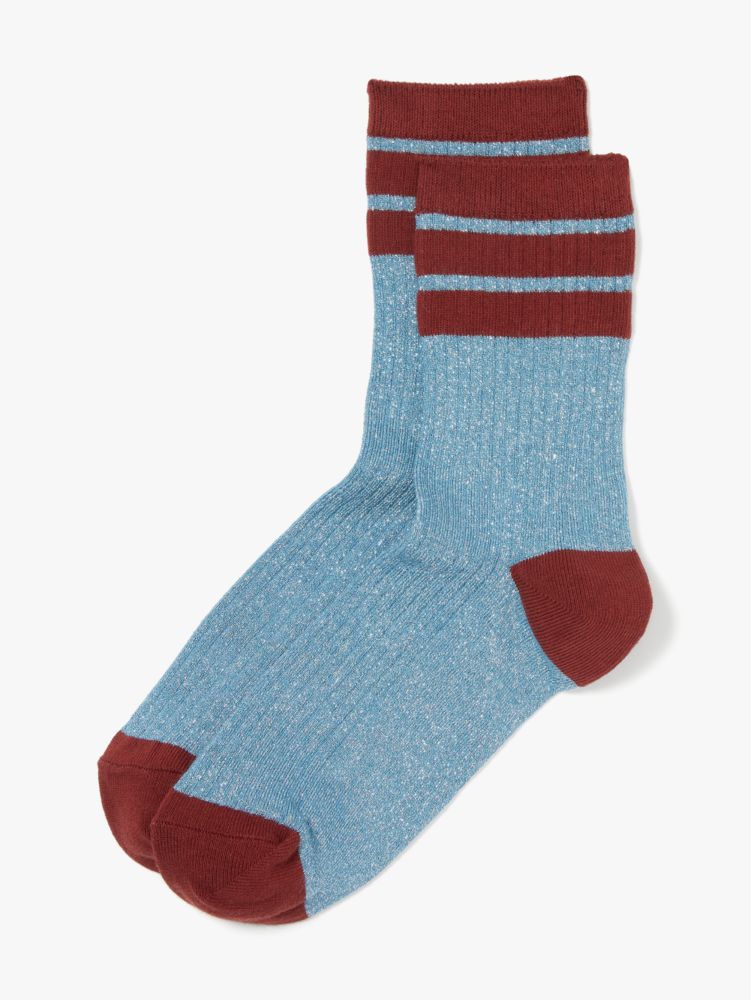 Kate Spade,ribbed metallic striped crew socks,legwear,