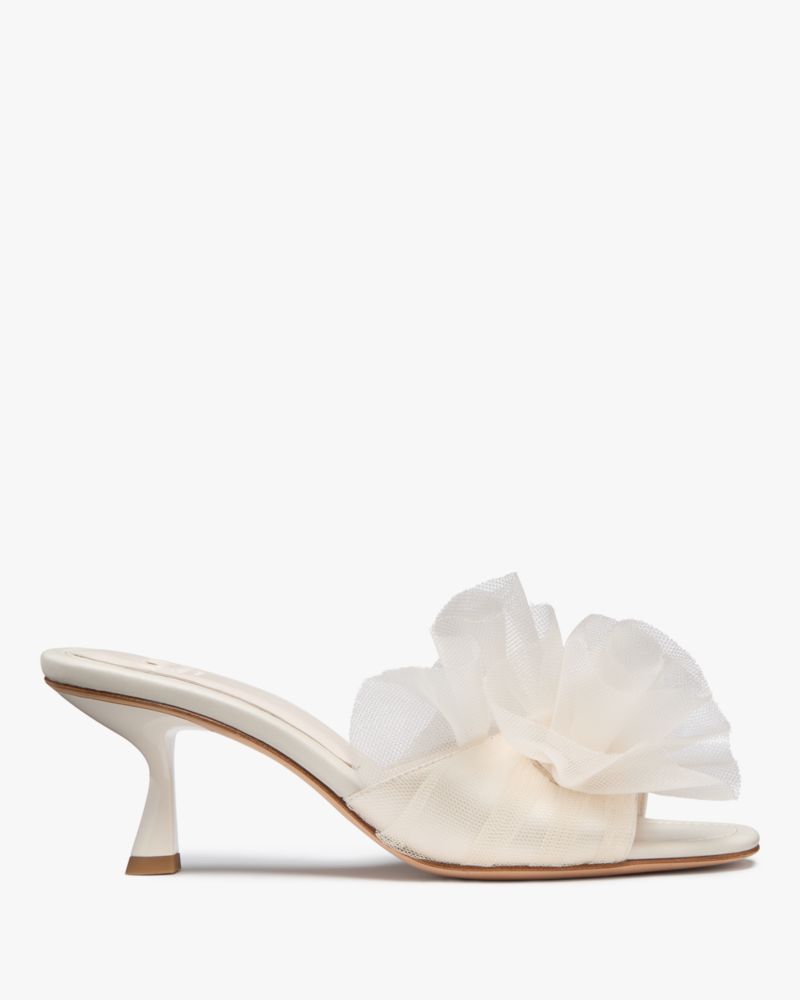 Kate Spade,Flourish Tulle Heeled Sandals,Cream