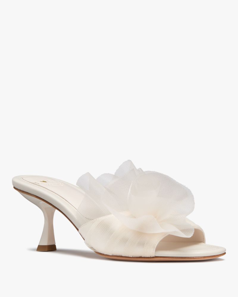 Kate Spade,Flourish Tulle Heeled Sandals,Cream