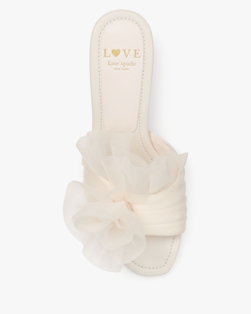 Kate Spade,Flourish Tulle Heeled Sandals,Cream