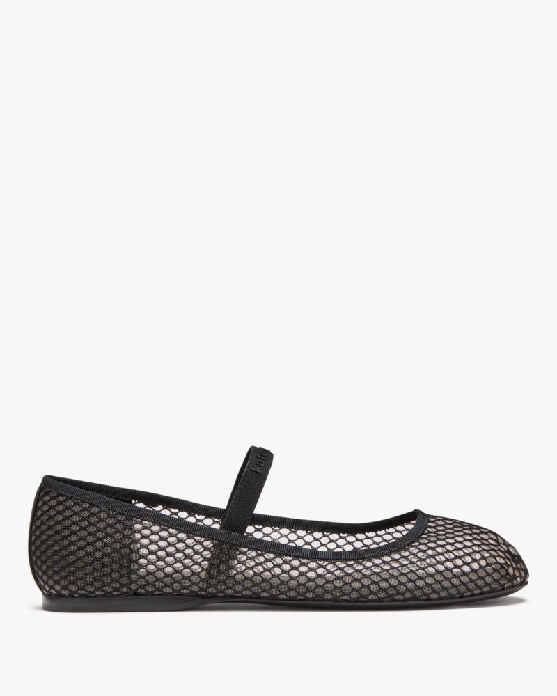 Black Riley Mesh Mary Jane Ballet Flats