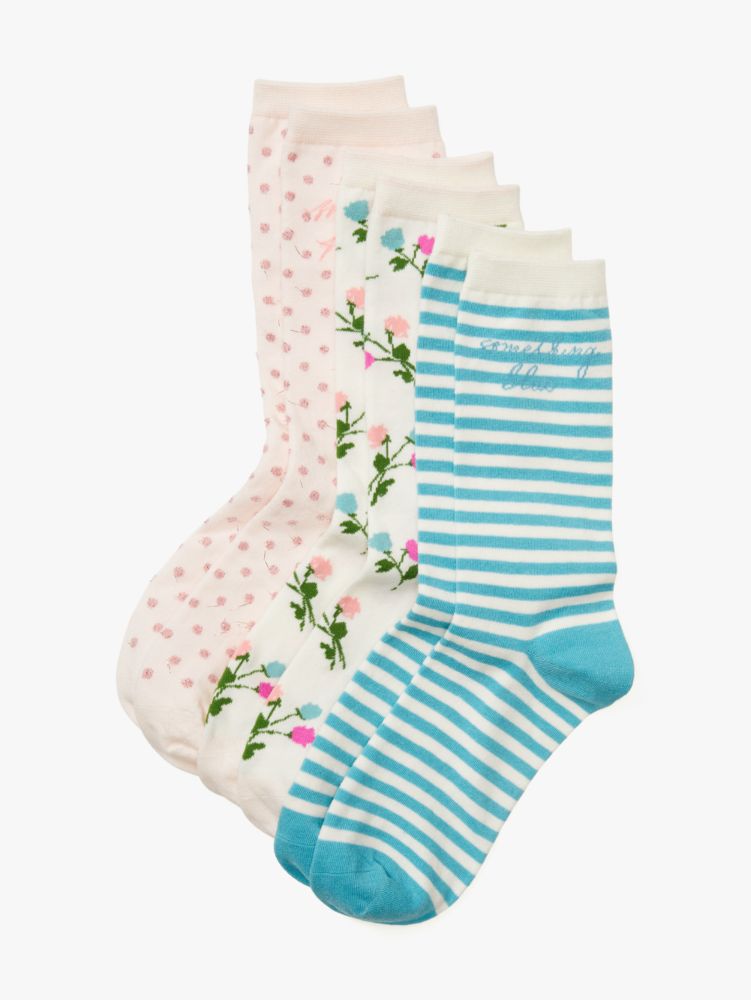 Kate Spade,Met My Match 3-Pack Crew Socks,legwear,Multi