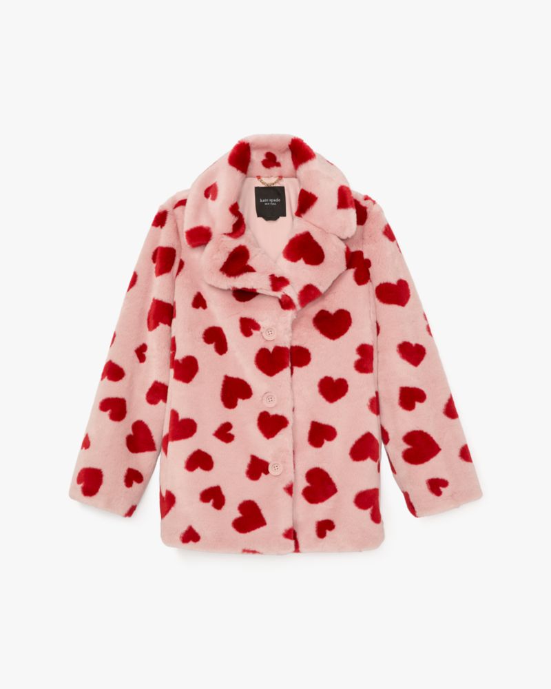 Kate Spade,Sweet Hearts Faux Fur Coat,