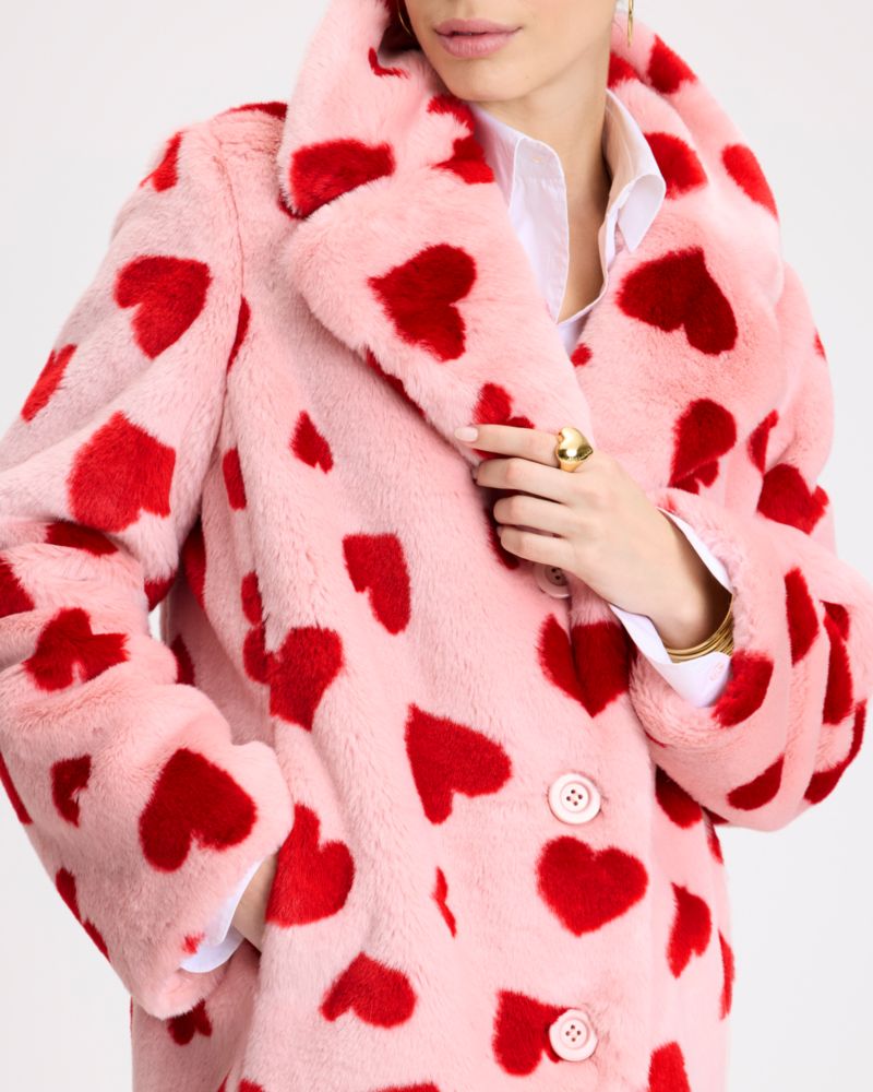 Kate Spade,Sweet Hearts Faux Fur Coat,