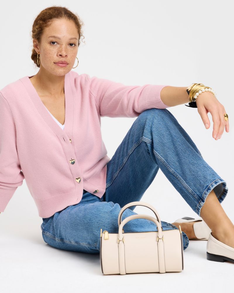 Kate Spade,Heart Button V-neck Cardigan,Pink