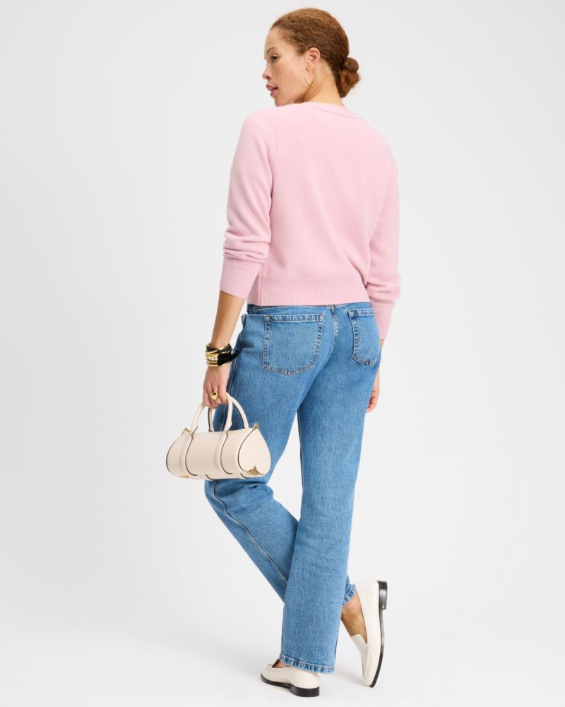 Kate Spade,Heart Button V-neck Cardigan,Pink