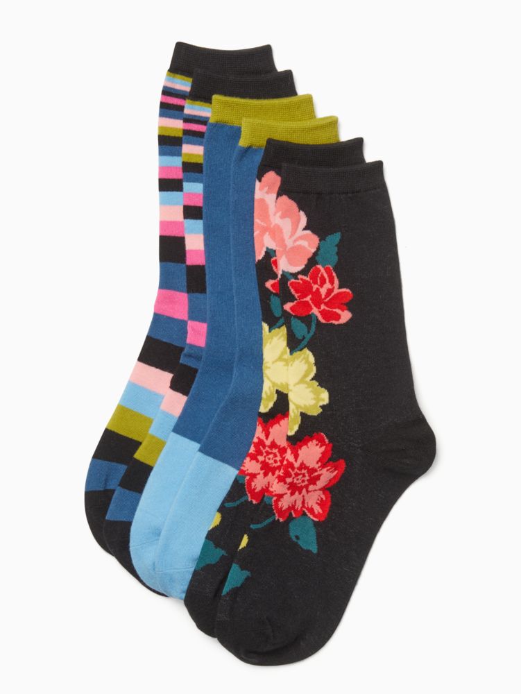 Kate Spade,Floral 3-pack Crew Socks,
