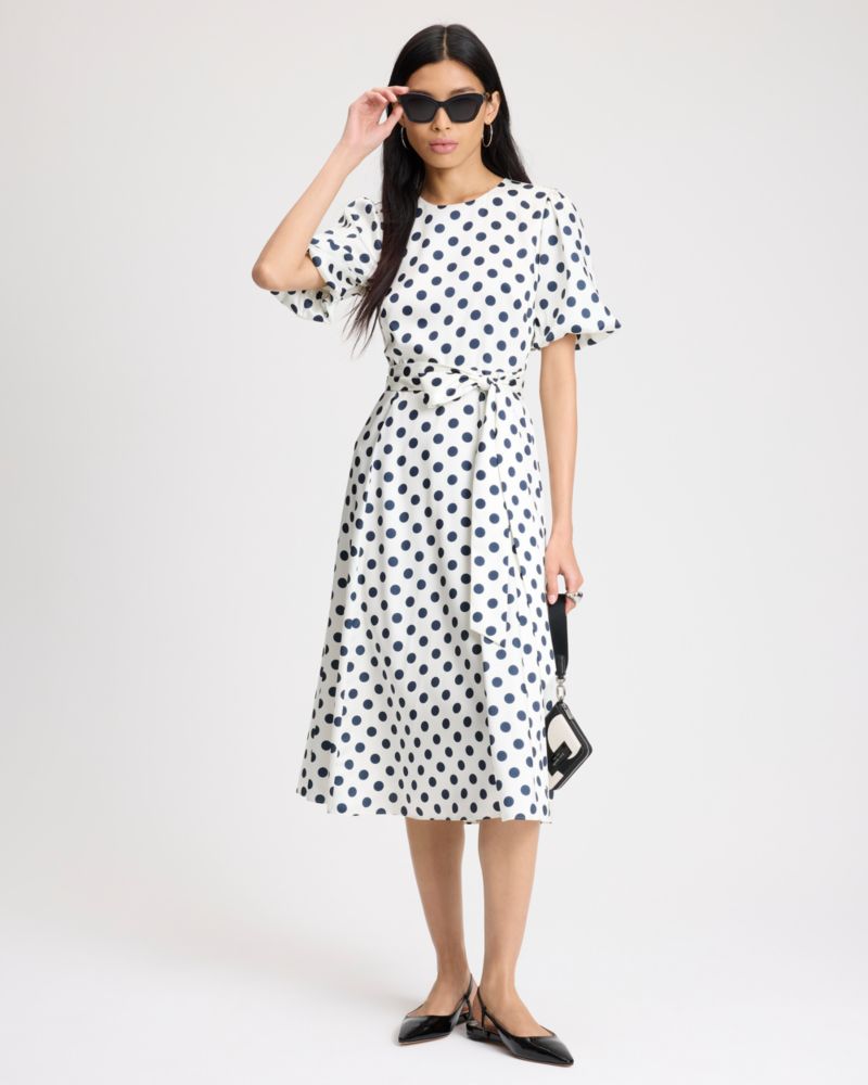 Kate Spade,Breezy Dot Matinee Dress,White