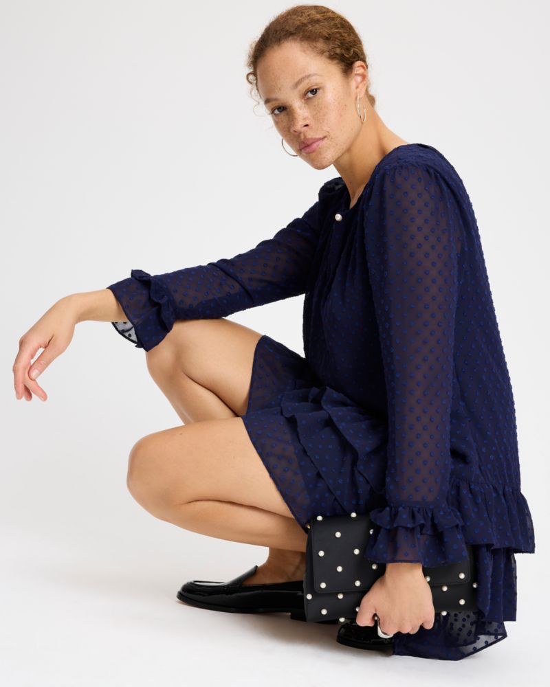 Kate Spade,ブリージー ドット フラウンス ドレス,ワンピース / ドレス,プラネタリーネイビー