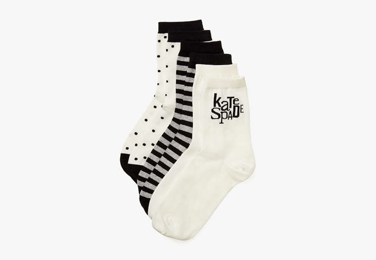 Kate Spade,Logo 3 Pack Shortie Crew Socks,legwear,Multi image number 0