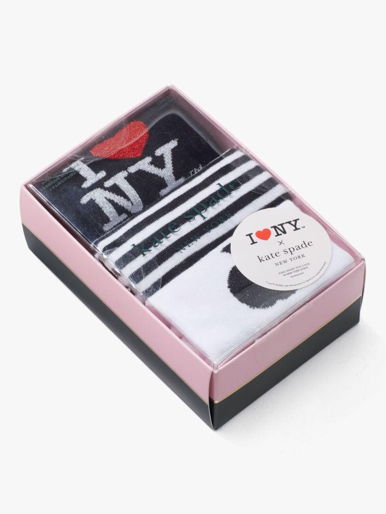 I Love Ny X Kate Spade New York 3 Pack Crew Socks