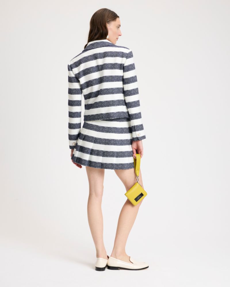 Kate Spade,Sailor Stripe Tweed Moto Jacket,Polyester,Acrylic,Blazer,Button,Pearl,Rhinestones,Casual,Multi Color