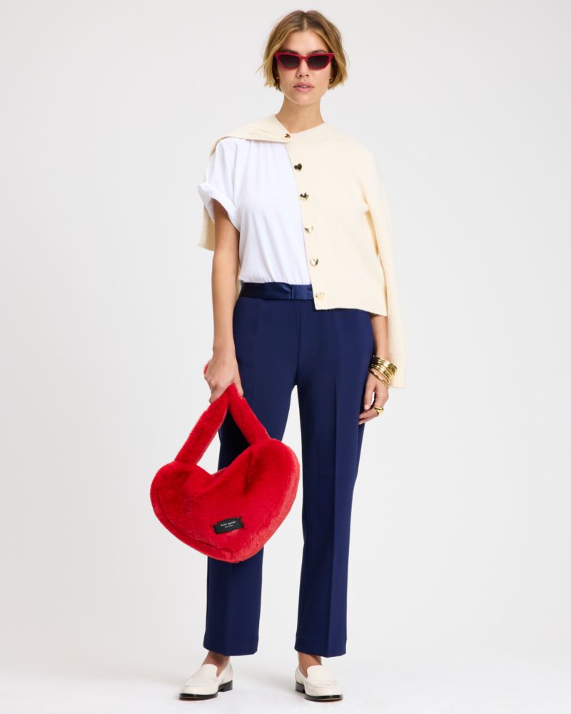 Kate Spade,ゴールド ハート ボタン ネル カーディガン,トップス,クリーム