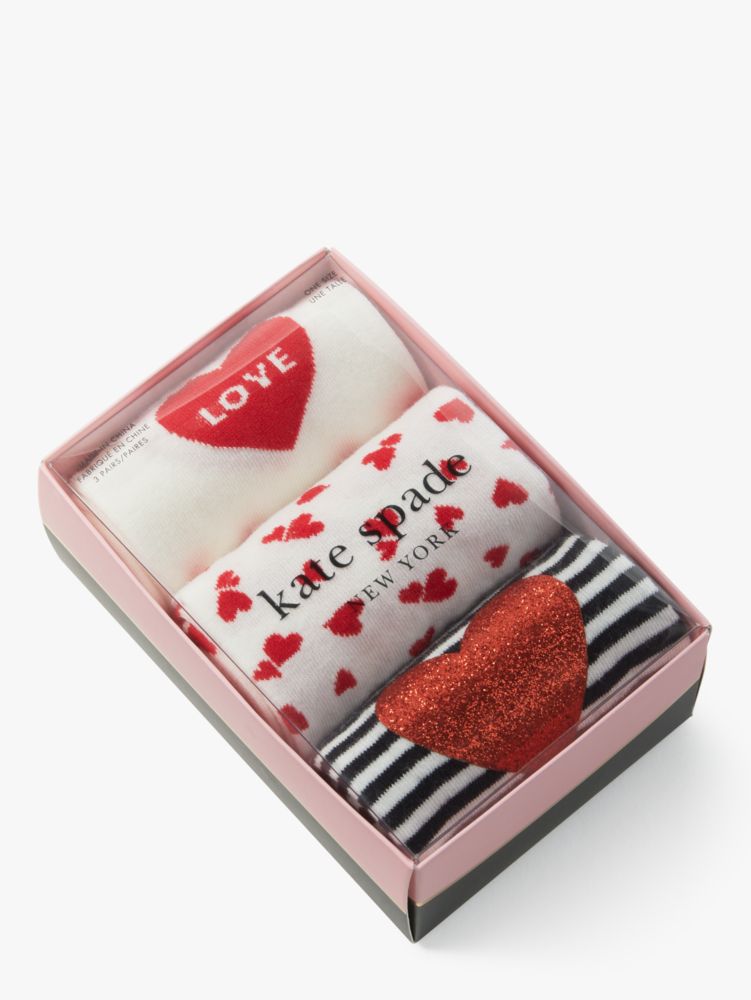 Kate Spade,True Love 3 Pack Boxed Crew Socks,