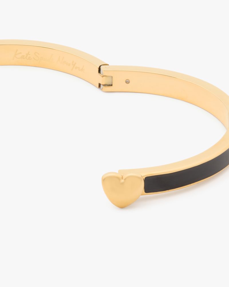 Kate Spade,Heart You Enamel Hinged Bangle,Cubic Zirconia,Enamel,Heart Embellishment,Steel,Casual,Black