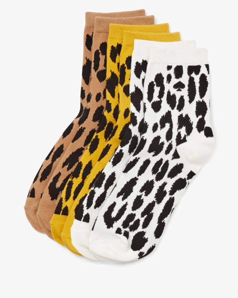 Kate Spade,Modern Leopard 3 Pack Boxed Crew Socks,Multi