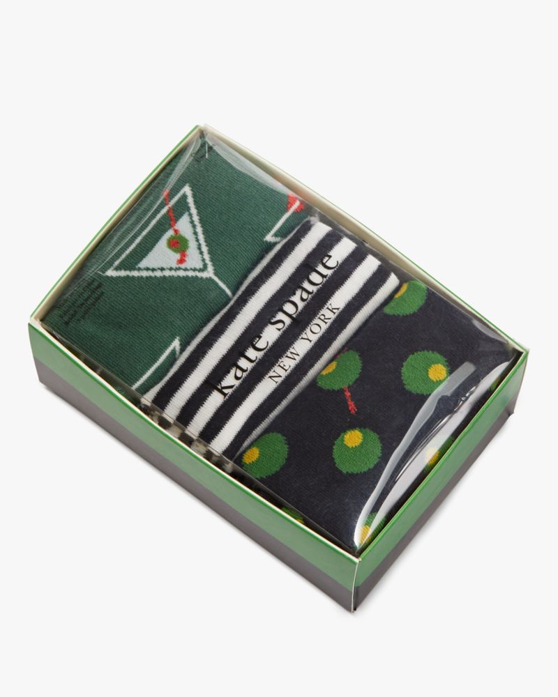 Kate Spade,Martini 3 Pack Boxed Crew Socks,