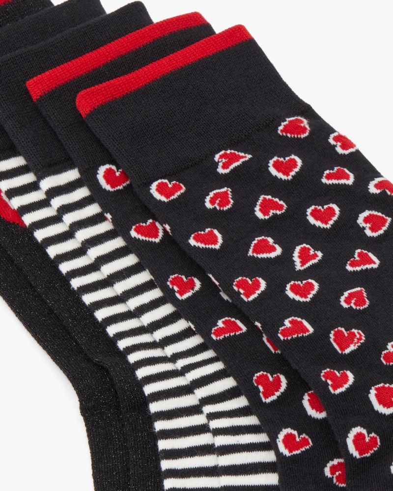 Kate Spade,Valentine 3 Pack Boxed Crew Socks,Black