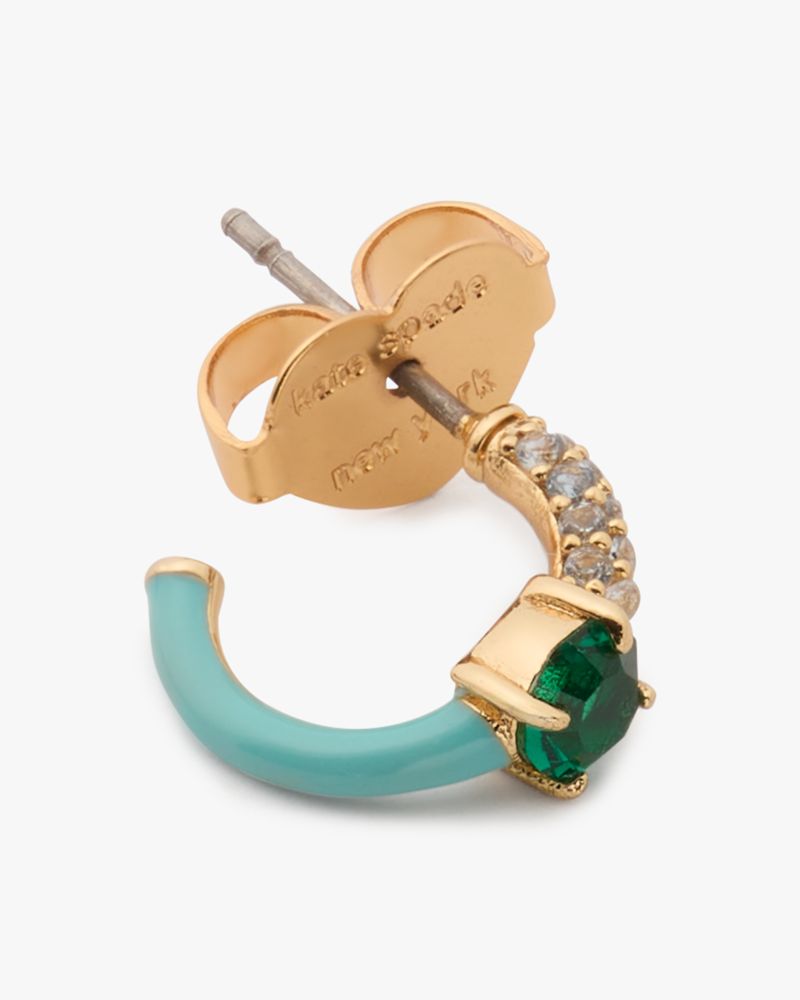Kate Spade,Hint Of Shimmer Huggies,Huggies,Cubic Zirconia,Crystal,Enamel,Gem Embellishment,Day Party,Multi Color