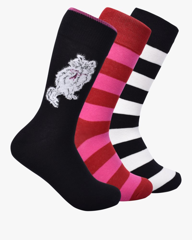 Kate Spade,Pretty Kitty 3 Pack Boxed Crew Socks Set,