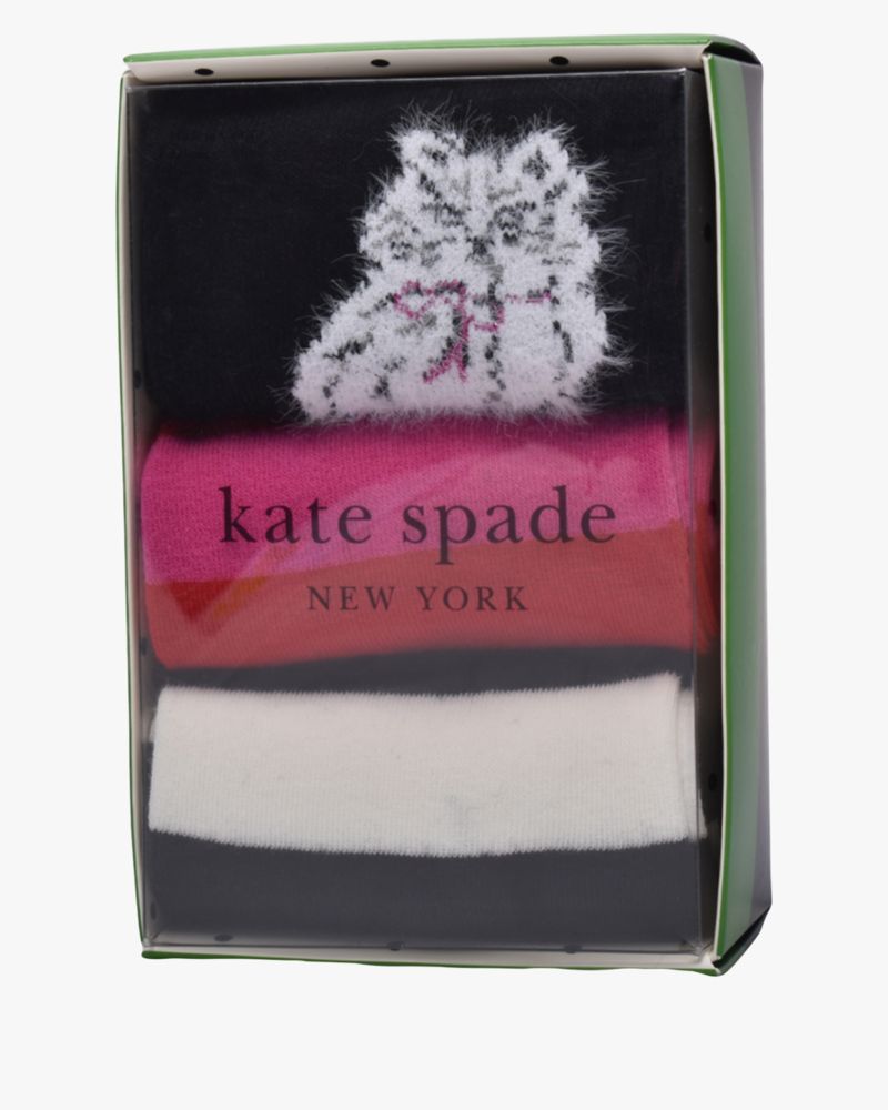 Kate Spade,Pretty Kitty 3 Pack Boxed Crew Socks Set,