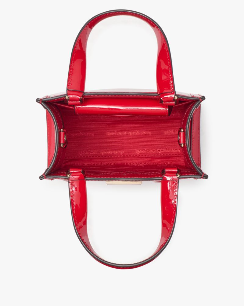 Kate Spade,Key To My Heart Manhattan Mini Tote,Leather,Crossbody,Tote,Logo,Metal,3D Embellishment,Word Embellishment,Embos...,Red