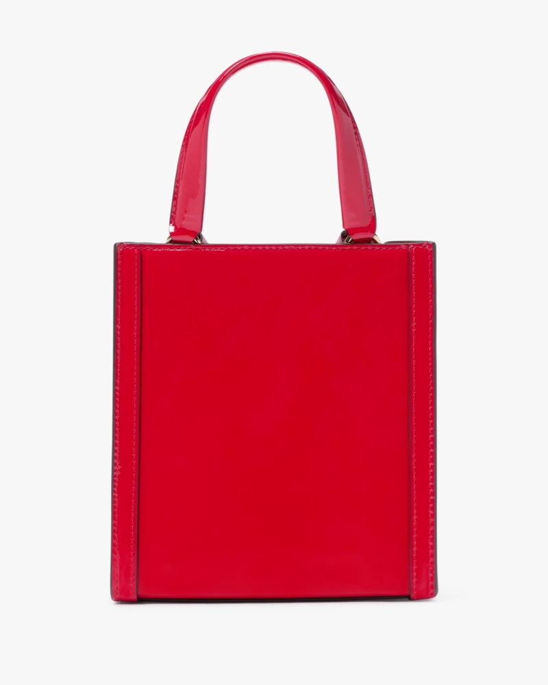 Kate Spade,Key To My Heart Manhattan Mini Tote,Leather,Crossbody,Tote,Logo,Metal,3D Embellishment,Word Embellishment,Embos...,Red