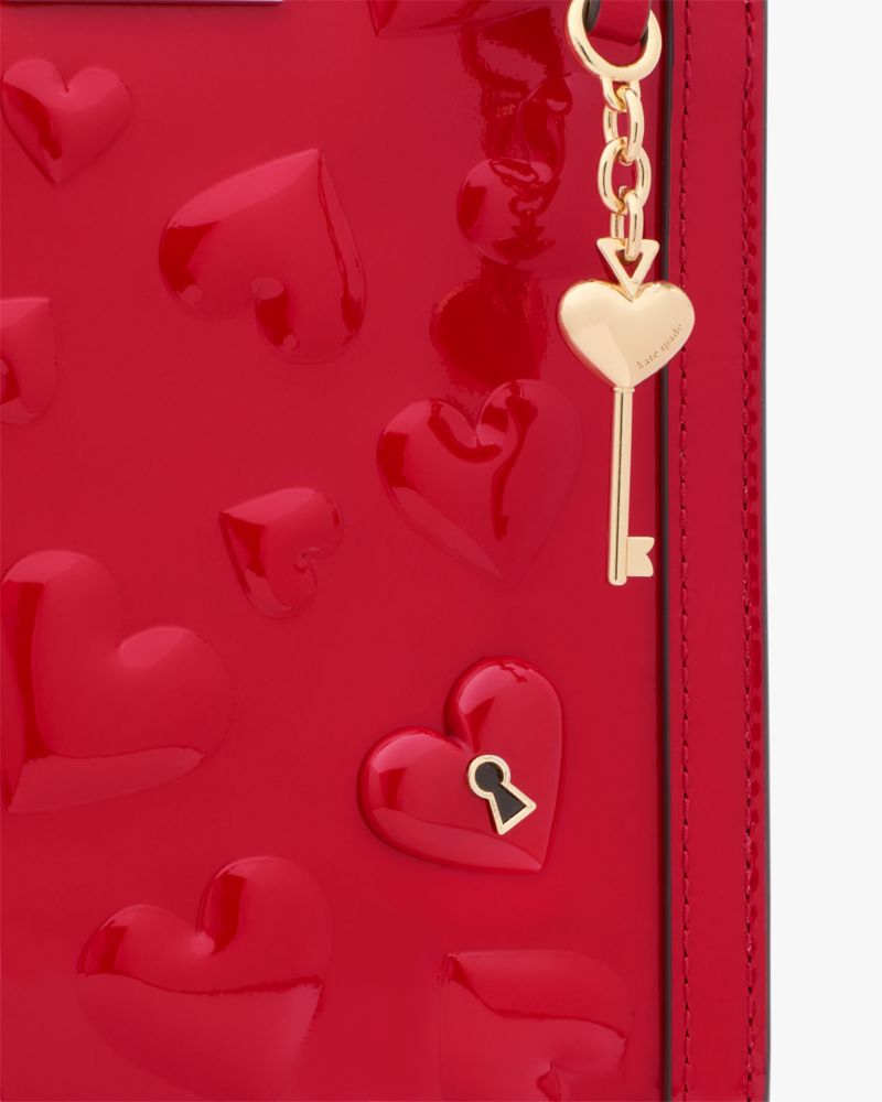 Kate Spade,Key To My Heart Manhattan Mini Tote,Leather,Crossbody,Tote,Logo,Metal,3D Embellishment,Word Embellishment,Embos...,Red